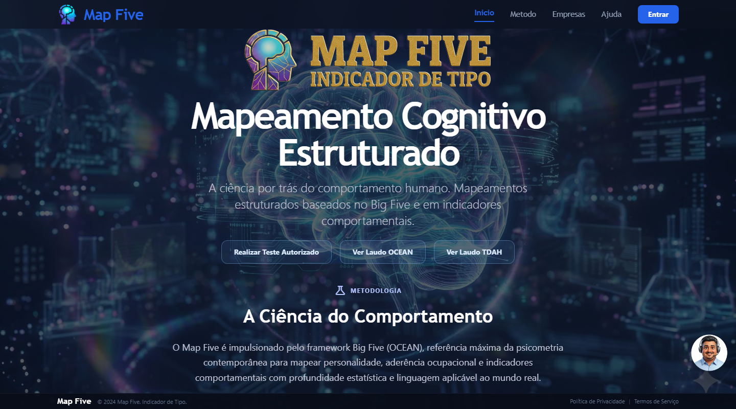 Cabeçalho público do MapFive
